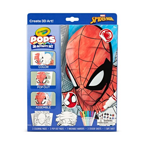 Crayola POPs 3D Kids Art Set, Spiderman Coloring Book Alternative, Gift for Boys & Girls, Ages 5+