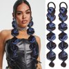 Braided Ponytail Extension with Hair Tie 2 Pcs Blue and Black Bubble Wrap Around Pony Tail Hair Extensions Elastic Hair Band Hairpieces Natural Soft Synthetic Hair Piece for Women Daily Wear