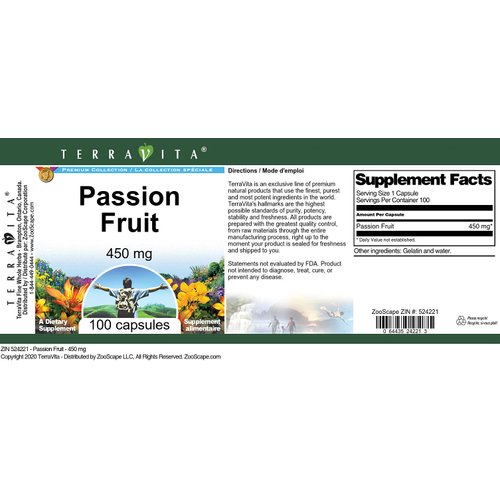 Passion Fruit - 450 mg (100 Capsules, ZIN: 524221)
