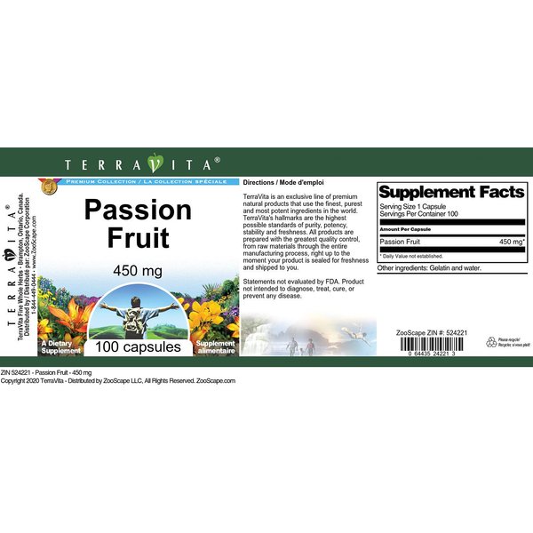 Passion Fruit - 450 mg (100 Capsules, ZIN: 524221)