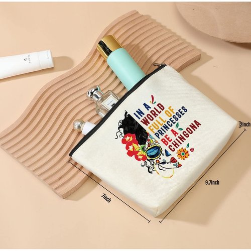 DJHUNG Inspired Mexican Girl Makeup Bag Funny Badass Women Gift Skull Travel Pouch for Women Female Girls Friends Sister BFF Nurse Mom Aunt Birthday Christmas Halloween in a World Full of Princesses
