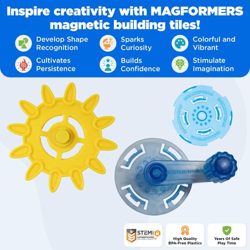Magformers Magnets in Motion Accessory (20-pieces) Set Magnetic Building Blocks, Educational Magnetic Tiles Kit , Magnetic Construction STEM gear Toy Set