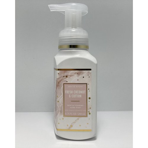 Bath & Body Works Fresh Coconut & Cotton Gentle Foaming Hand Soap 8.75 Ounce Full Size Pump Bottle White Barn Label