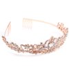 Tiara Crown for Women,Rhinestone Crystal Tiara Crown with Comb Princess Pageant Tiara Headband Rose Gold
