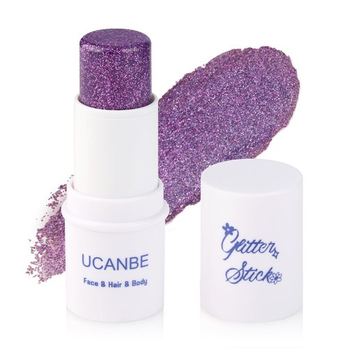 UCANBE Purple Body Glitter Stick, Face Glitter for Singer Concerts Music Festival, Chunky Glitter Makeup Rave Accessories for Body Face Hair Eyes Lip, Sparkling Mermaid Sequins for Women