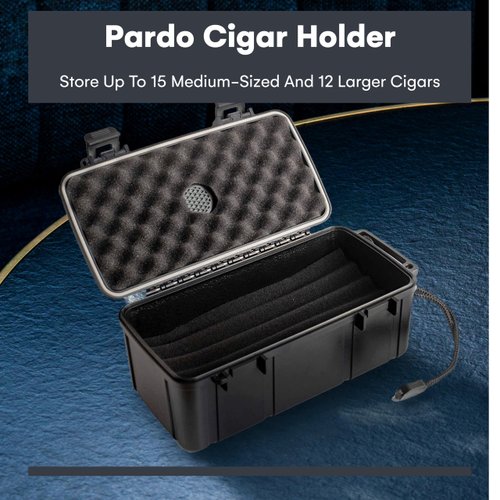 Pardo Cigar Travel Humidors with Built-in Humidifier Disc - Holds up to 15 Cigars - Airtight, Waterproof, Portable & Durable Humidor Cigar Box - Cigar Accessories Ideal Valentines Day Gifts for Him