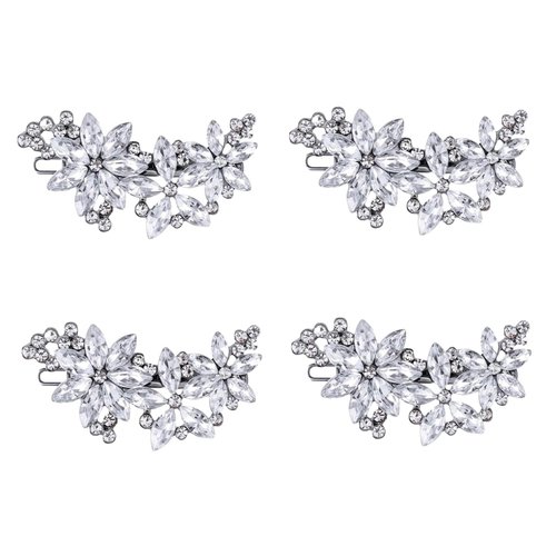 Golewedy Rhinestone Hair Clips（4PCS）Fancy Bridal Hair Clips Crystal Hair Clip Barrette Hair Barrettes for Women Rhinestone Hair Accessories