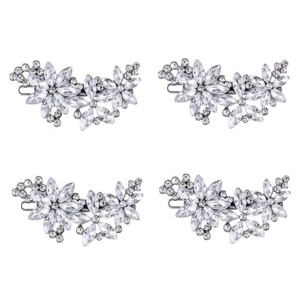 Golewedy Rhinestone Hair Clips（4PCS）Fancy Bridal Hair Clips Crystal Hair Clip Barrette Hair Barrettes for Women Rhinestone Hair Accessories