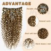 Hyssiet Curly Human Hair Clip in Extensions 7pcs with 16 Clips Healthy Wavy Clip Hair Extensions Real Human Hair 120g18 Inch Dark Brown Highlighted Honey Blonde Soft Thick Curly Hair Extensions