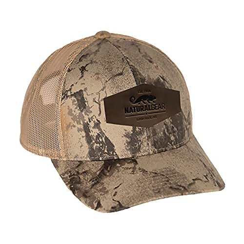 Natural Gear Trucker Hat, Baseball Hat, Unisex Polyester Hat, Camo Hunting Cap, for Men (Natural Camo Mesh, Medium Profile)