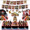 Pirate Birthday Party Decorations Happy Birthday Pirate Theme Party Set Total 103PCS, Include Happy Birthday Banner Cake Cupcake Toppers Hanging Swirls Balloons Table Cover for Kids Boys Birthday