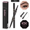 Eyebrow Pencil 2 Packs, Waterproof Smudge-Proof Brow Pencil with Brow Brush, Automatic Eye Brow Makeup Kit, Black1
