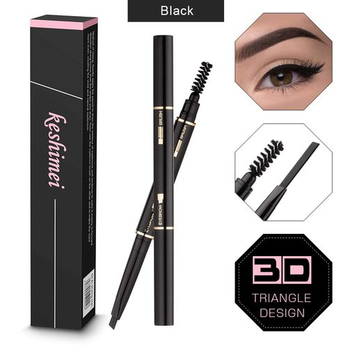 Eyebrow Pencil 2 Packs, Waterproof Smudge-Proof Brow Pencil with Brow Brush, Automatic Eye Brow Makeup Kit, Black1