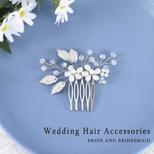 YBSHIN Rhinestone Wedding Comb Rose Gold Crystal Bridal Hair Comb Pearl Hair Accessories for Women and Girls (Style 3)
