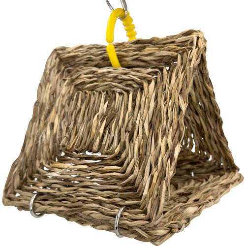 Mandarin Bird Toys by M&M 500 Medium Seagrass Tent - Handcrafted Natural Seagrass Hanging Bird Tent, Handwoven Natural Seagrass Mats, Chewing Fun, Excellent for Small to Med Size Pets,