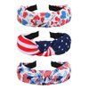 3pcs American Flag Headbands for Women Girls Independence Day 4th of July Red White Blue Patriotic USA Knotted Wide Headbands Yoga Hair Band Hairbands