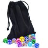 DAGONGREN 100 Pieces 12MM Small 6 Sided Dice Set Translucent Colors Dice, with Black Pouch for Board Game