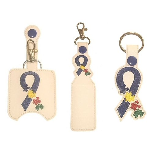 Autism Awareness Ribbon Hand Sanitizer Holder and/or Lip Balm Holder and/or Key Fob