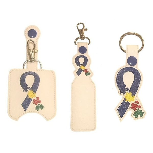 Autism Awareness Ribbon Hand Sanitizer Holder and/or Lip Balm Holder and/or Key Fob
