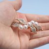 Yheakne Bridal Pearl Rhinestone Hair Clip Comb Shining Headwear Crystal Hair Clamp Barrette Wedding Headpieces Hair Accessories for Women and Girls (Gold Champagne)