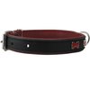 Genuine Black Leather Metal Bone Studs Soft Black Leather Padded Dog Collar 3/4" Wide. Fits 10"-14" Neck.