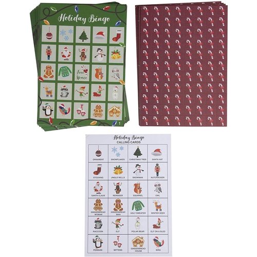 Juvale Christmas Bingo Game, Christmas Party Games for Kids and Adults, Includes 47 Pieces, 2-36 Players, Ideal for Kids and Adults