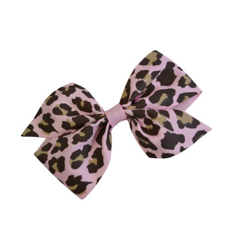 Funny Girl Designs 3.5 Inch Polka Dot Pinwheel Bow (Alligator Clip, Pink Cheetah)