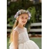 DreamLily Boho Wedding Floral Crown Woodland Fairy Crown Flower Girl rose Crown Hair Wreath with Tail DFS28 (Lavender)