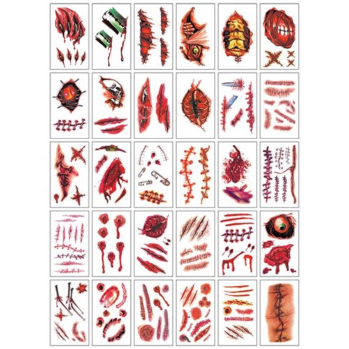 Generic 30 Sheets Halloween Tattoo Stickers, Halloween Clown Horror Mouth Temporary Tattoo Sticke...