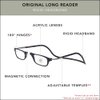 Clic Magnetic Reading Glasses for Men or Women, Computer Readers, Original Long (M-L, Black, 2.00 Magnification)