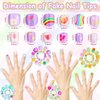Audab 144 Pieces Kids Press on Nails for Girls Fake Nails Emboss Artificial Nail Tips Pre Glue Short Stick on Nails for Kids Nails Decoration Sleepovers Kids Valentine Day Gifts (Sweet Sunshine)