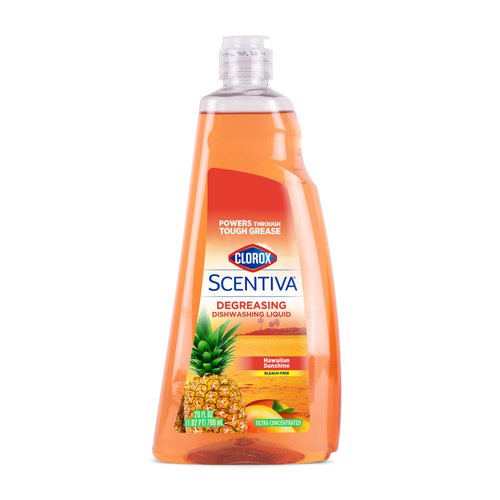 Clorox Scentiva Dish Soap, Great Smelling Dishwashing Liquid Cuts Through Tough Grease Fast, Quick Rinsing Formula Washes Away Germs, A Powerful Clean You Can Trust, Hawaiian Sunshine, 26 Ounces