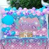 Mermaid Birthday Backdrop Birthday Banner Purple Blue Seaweed Glitter Scales Photography Background for Kids Under The Sea Baby Shower Mermaid Party Supplies, 6 x 4Ft