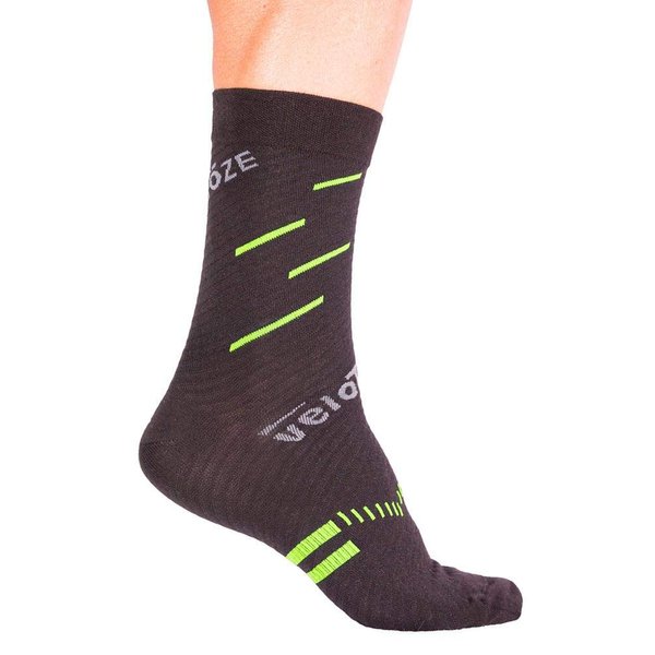 veloToze Cycling Sock - Active Compression with Merino Wool Blend - Black/Yellow Small/Medium