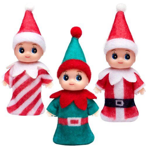 JOYIN 3 PCS Christmas Tiny Doll Colorful Plush Dolls Accessories Tiny Doll of Girl for Accessories and Props, Christmas Party Decoration and Stocking Stuffers