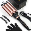 Sixriver 3 Barrel Curling Iron Wand, Fast Heating Hair Crimper Hair Waver, Triple Barrel Hair Iron with 2-LED Temp Control Auto Shut-Off, Wave Iron for Beachy Waves Mermaid Waver, Mother's Day Gift