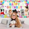 Avezano Cat Happy Birthday Backdrop Cat Birthday Sign Banner Pet Cat Paw Theme Birthday Party Decorations Kitties Cat Themed Birthday Party Supplies 70.8 x 43.3 Inch