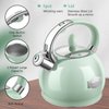 RETTBERG Tea Kettle for Stovetop Whistling Tea Kettles Modern Green Stainless Steel Teapots, 2.64 Quart (Mint Green)