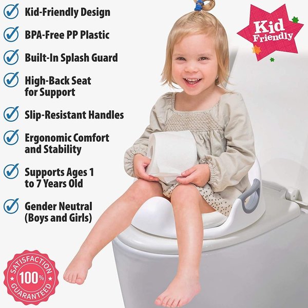 Potty Training Seat for Boys Girls Kids Toddlers Toilet Training Seat Potty Seat for Baby with Detachable Soft Cushion Sturdy Handle and Backrest