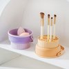 Silicone Makeup Brush Cleaner Bowl, 2 in 1 Cosmetic Brush Cleaning Mat & Makeup Brush Drying Holder,Multifunctional Makeup Brush Washing(NOT INCLUDE BRUSHES)