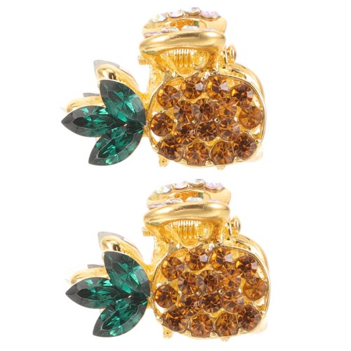2pcs Womens Hair Clips Rhinestone Hair Clip Rhinestone Decor Pineapple Hair Claw for Girls Pineapple Hair Clips for Girls Mini Hair Hairpin Hair Accessories Small Miss Metal