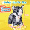 Pattern Gray Robotic Cat Toy for Kid That Move and Meow Purrs Touch Control Kitten Toys Animated Realistic Kitty Toys Kitten Robot Toy for Halloween Birthday H:12"