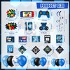KOTLMIGHT 10th Birthday Decorations for Boys, 149Pcs Blue Video Game level 10 Party Supplies for Boy 10th Birthday - Backdrop, Banner, Balloons, Tablecloth, Centerpieces, Hanging Swirls, Wall Signs