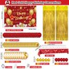 Red and Gold Birthday Decorations for Women Men, 72 Pcs Red Happy Birthday Banner Backdrop For Boys Girls Red Balloons Arch Kit Tablecloth Birthday Confetti Bday Party Supplies Indoors & Outdoors