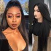 Civrie 30 inch long Kinky Straight Wig Wear and Go Glueless Wigs Pre Plucked Pre Cut Yaki Synthetic Wigs for Black Women Soft Natural Black