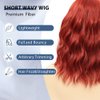 LOSMOEER Red Wig with Bangs Short Wavy Wigs for Women Shoulder Length Curly Bob Wigs Heat Resistant Synthetic Wigs for Halloween Cosplay Daily Party Use