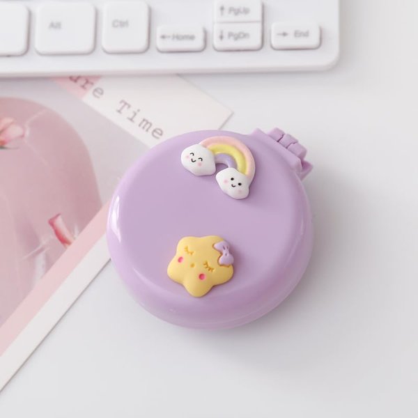 Purple Travel Hair Brush, Pocket Comb with Mini Mirror, Round Folding Pocket Hair Brush Cartoon Shell Folding Hair Brushes for Girls Women, Hair Brushes, Styling Tools and Appliances (2H983)