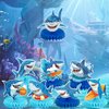 8Pcs Shark Birthday Party supplies set Honeycomb Centerpieces Double Sided Table Topper for Boy Shark Party Decorations (Shark)