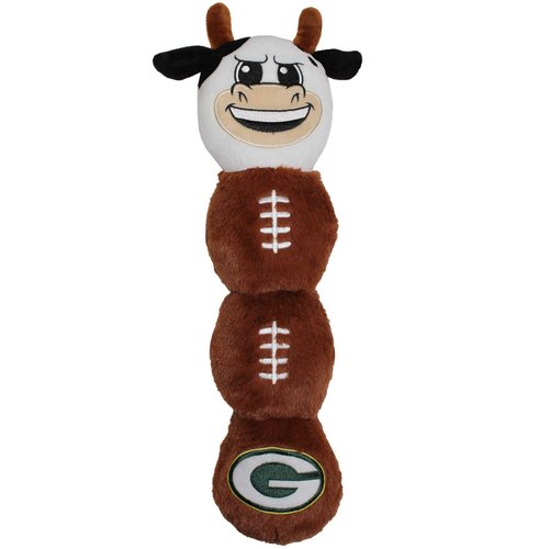NFL GREEN BAY PACKERS COW MASCOT TOY for PETS. Plush Dog Toy with 4 inner SQUEAKERS. 18" LONG DOG TOY