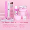 Saviland Acrylic Nail Kit: 0.5Oz Clear/White/Pink Acrylic Powder and Liquid Set with Nail Brush Nails Kit Professional Acrylic Powder Nail Kits for Beginners Nail Extension Home DIY & Nail Salon